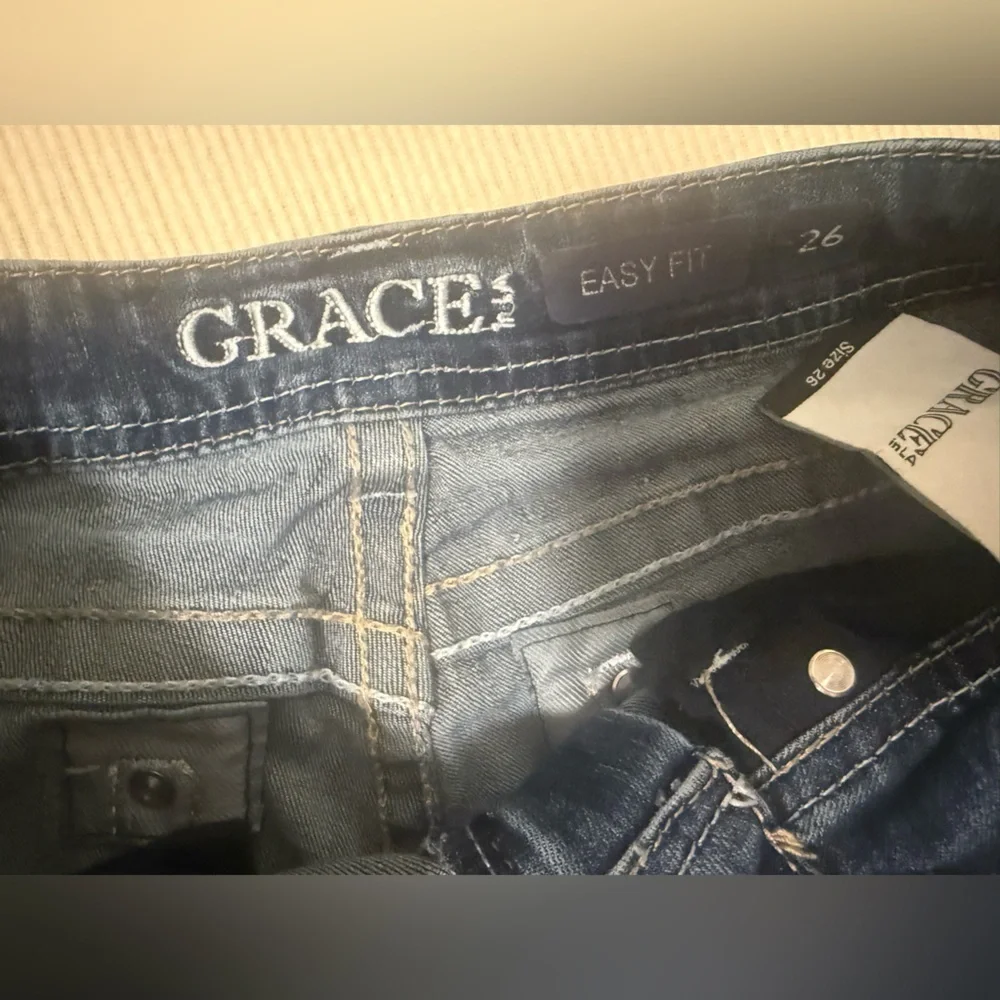 Grace in LA Bootcut Embellished Jeans Sz 26 Bling Western Cowgirl - Picture 7 of 9